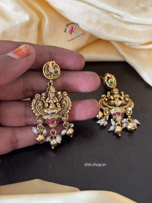 Jadav Stone Matte Finish Temple Earrings - SHTC1275