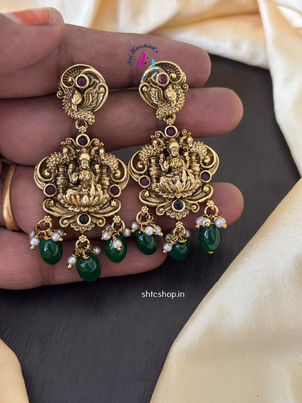 Matte Finish Earrings with AD Stones - SHTC1286