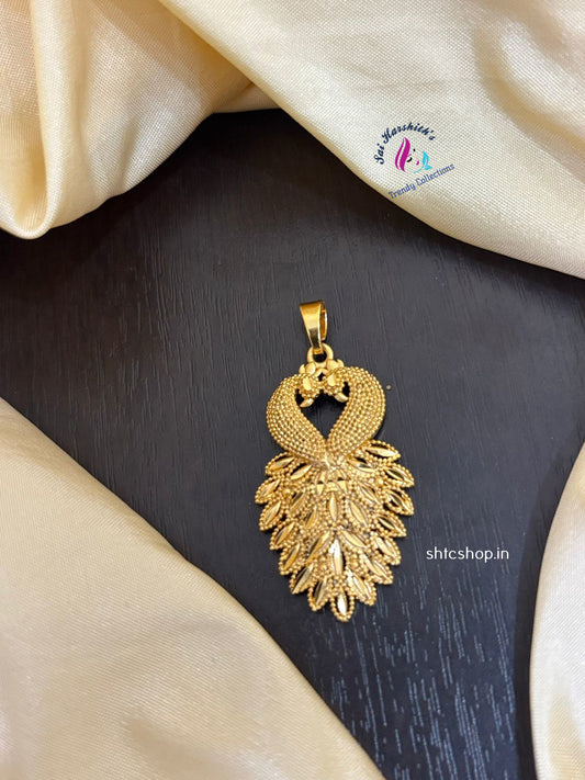 Dual Peacock pendant with 1 gm Gold Polish - SHTC1295
