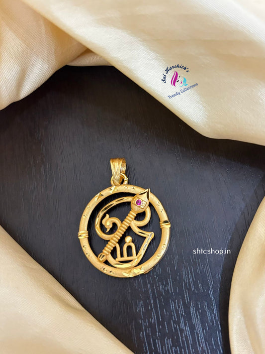Om Pendant with Pink Stone - 1 gm Gold Polished - SHTC1298