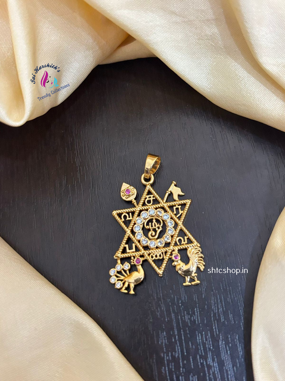 Gold Replica design Saravana Bhava / Shatkona Pendent - SHTC1301