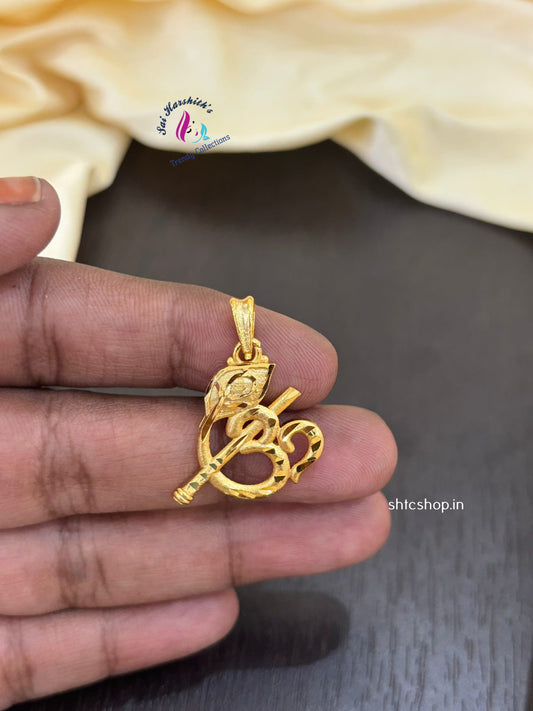 1gm Gold finish pendant with Peacock Feather and Flute - SHTC1309
