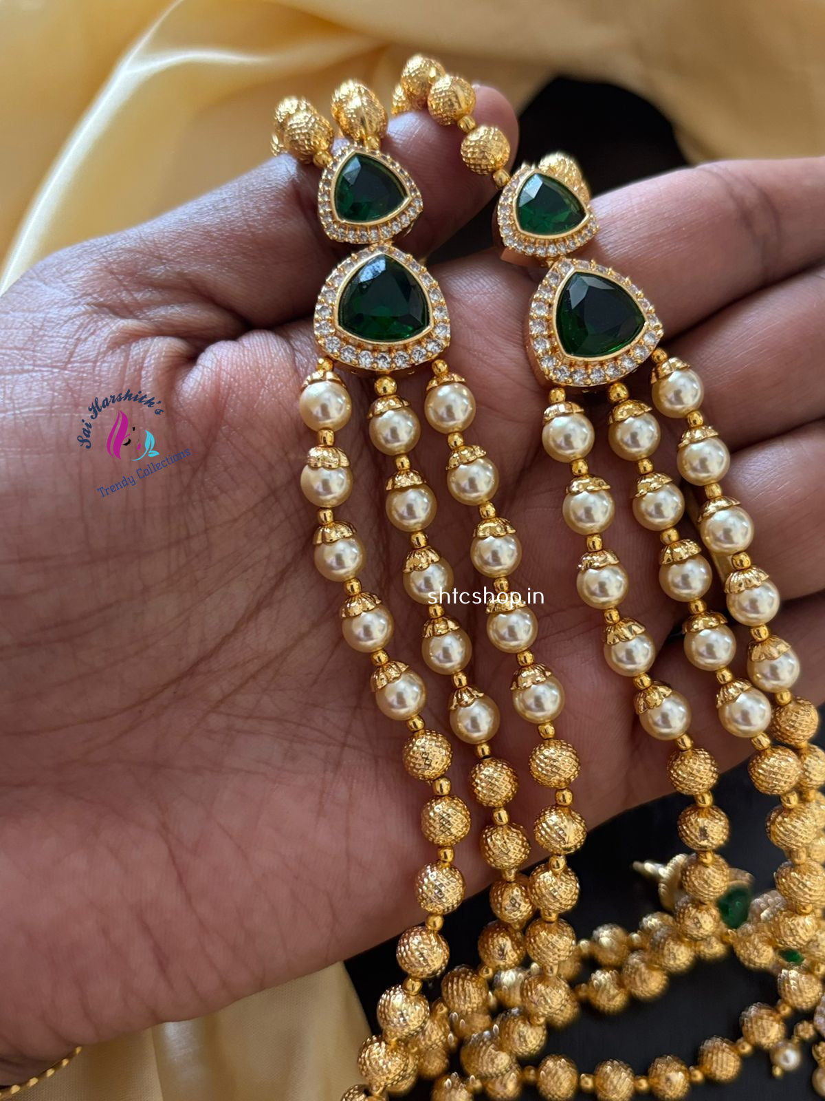 3 Layer Pearl Beaded Statement Chain - Mid Length - SHTC1312