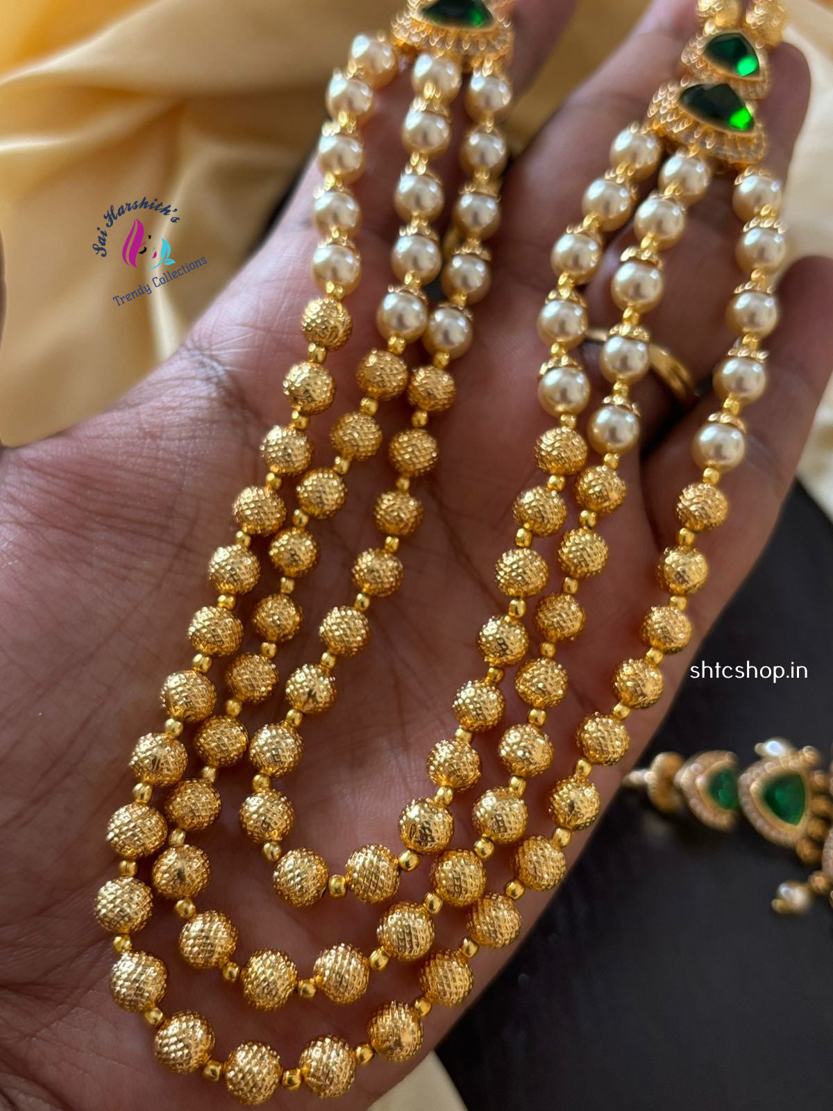 3 Layer Pearl Beaded Statement Chain - Mid Length - SHTC1312