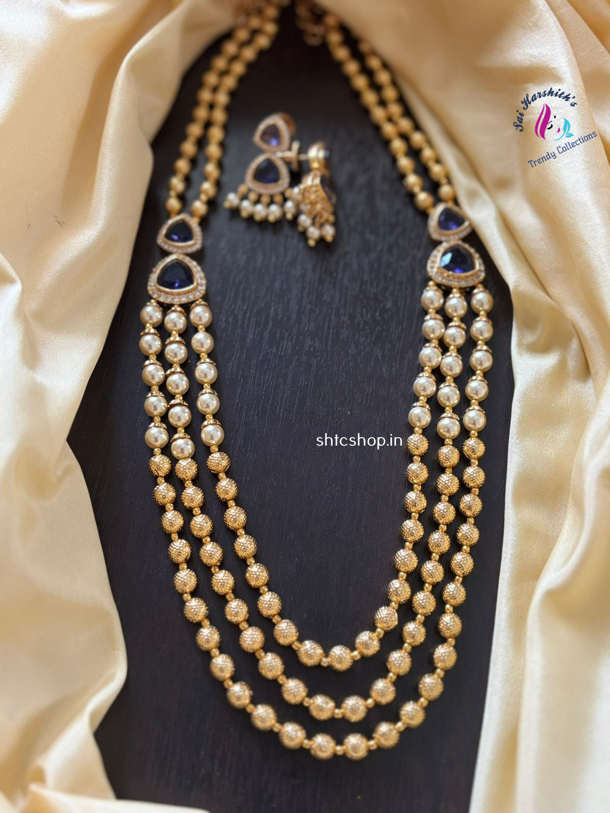 3 Layer Pearl Beaded Statement Chain - Mid Length - SHTC1312