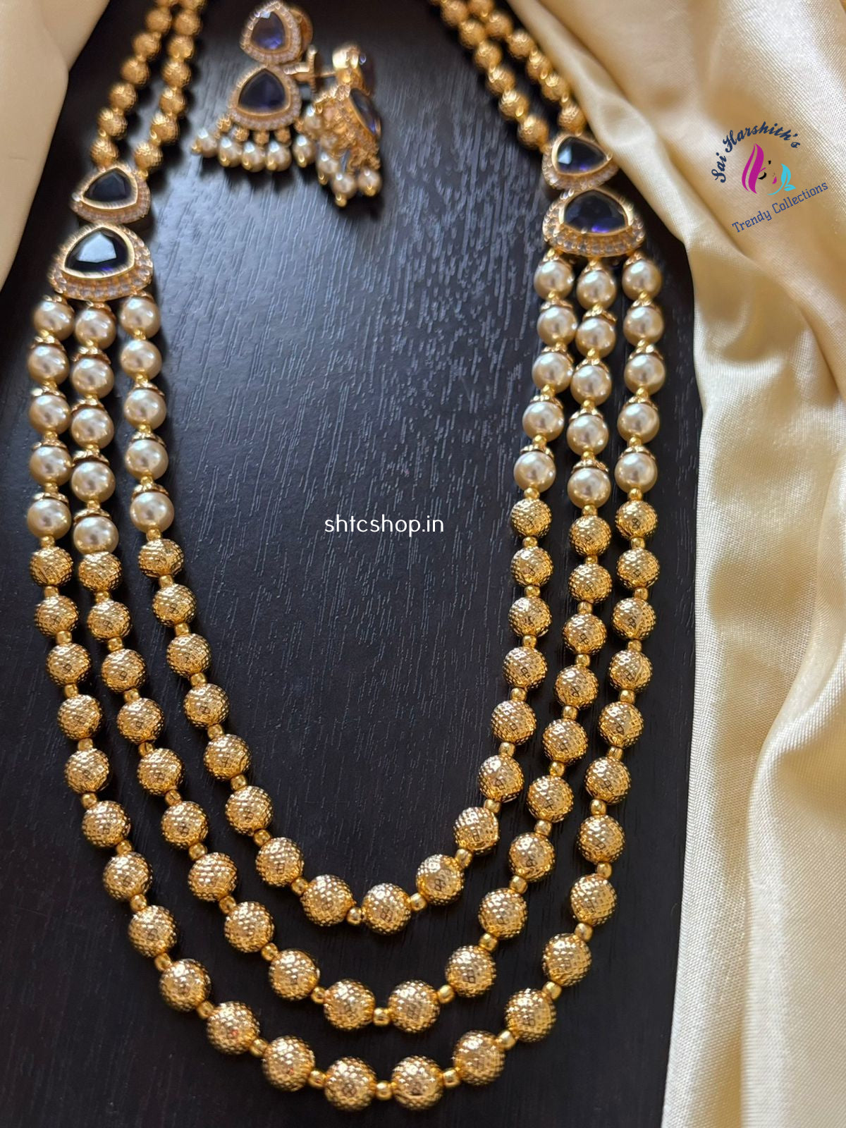 3 Layer Pearl Beaded Statement Chain - Mid Length - SHTC1312