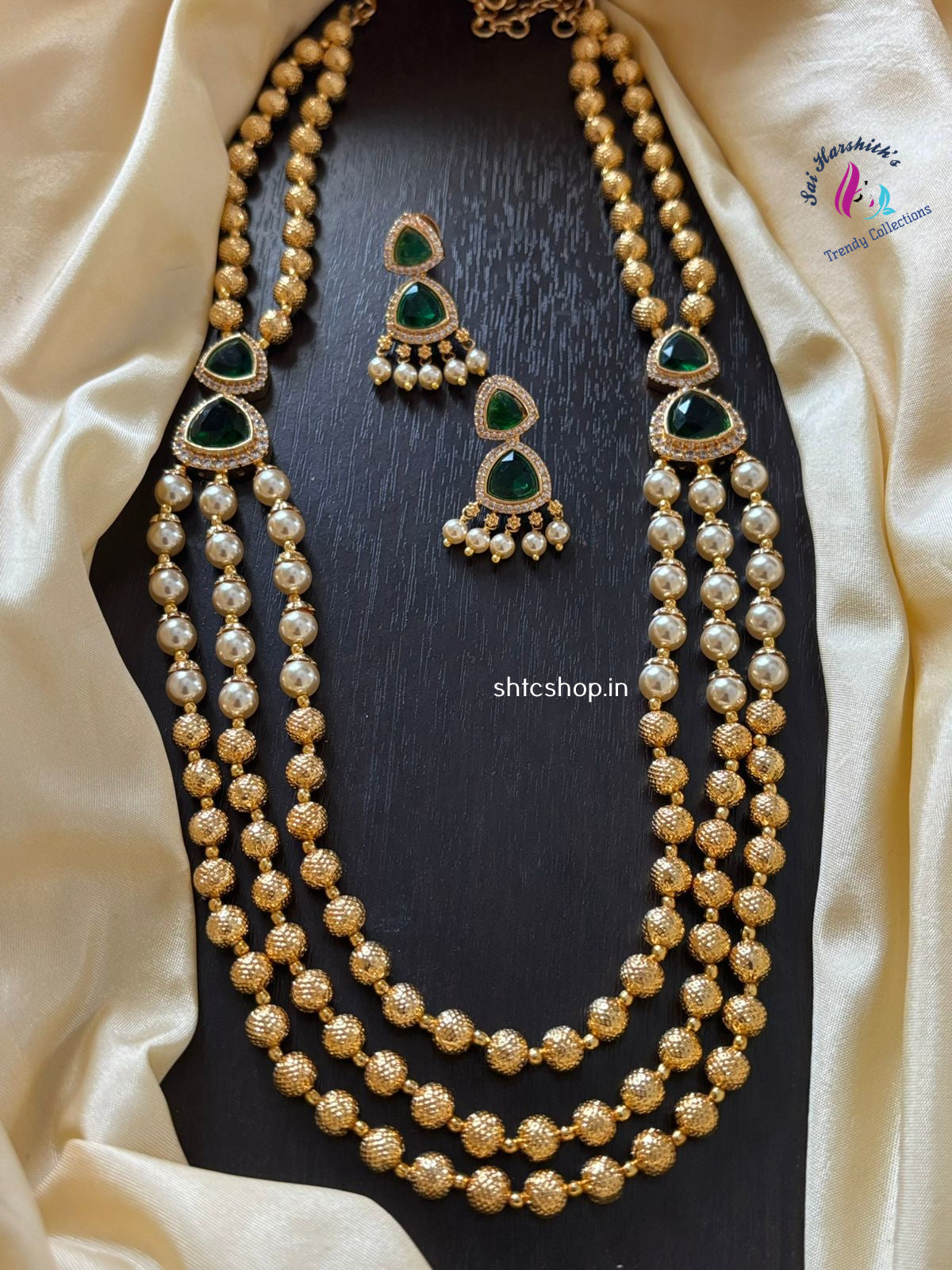 3 Layer Pearl Beaded Statement Chain - Mid Length - SHTC1312