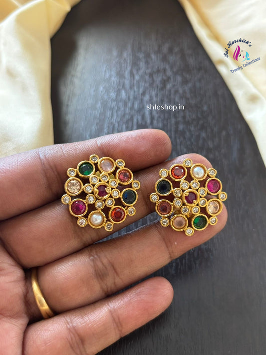 Navarathna Matte Finish Earrings - SHTC1313