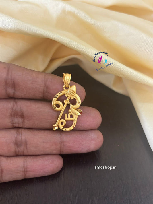 1 Gm Gold Polished Om Pendant with Vel - SHTC1316