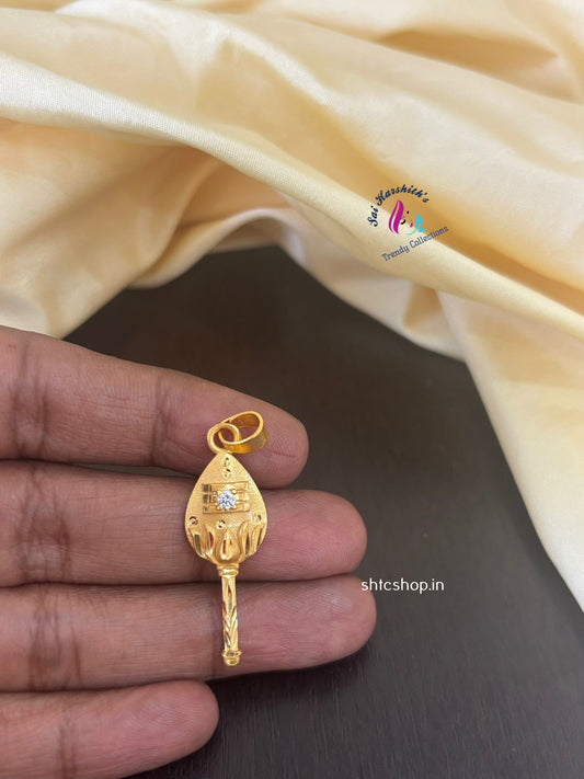 1 gm gold polished Cute Vel Pendant with White Stone - SHTC1319