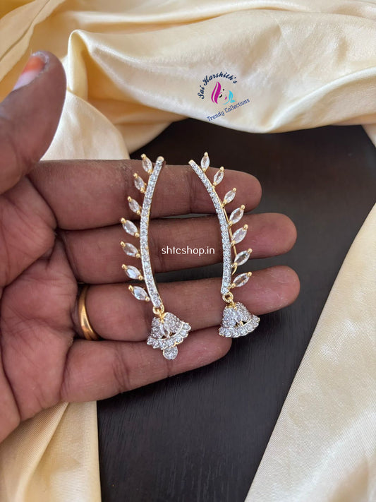 Celebrity Style Fusion Of Traditional and Modern AD Stone Ear Cuff with Cute Jumka - SHTC1352