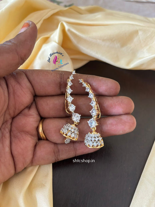 Seven Stone Celebrity Style Fusion Of Traditional and Modern AD Stone Ear Cuff with Cute Jumka - SHTC1356