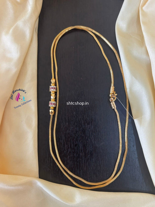 1 Gm Gold Polished 30 inches Mugappu Chain - SHTC1358