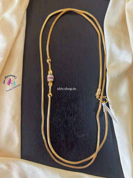 1 Gm Gold Polished 30 inches Mugappu Chain - SHTC1359