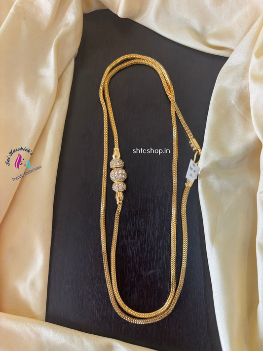 1 Gm Gold Polished 30 inches Mugappu Chain - SHTC1364