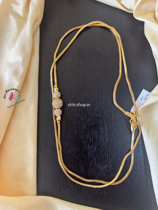 1 Gm Gold Polished 30 inches Mugappu Chain - SHTC1365