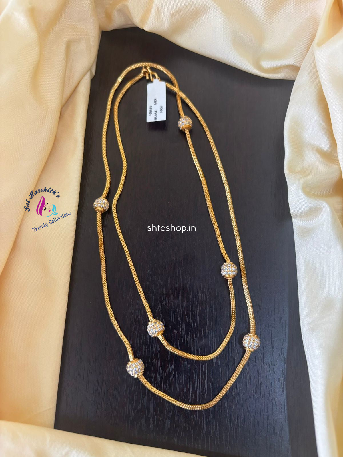 New Trending 1 Gm Gold Polished 30 inches Mugappu Chain with 6 balls - SHTC1368