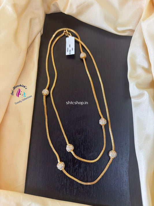 New Trending 1 Gm Gold Polished 30 inches Mugappu Chain with 6 balls - SHTC1368