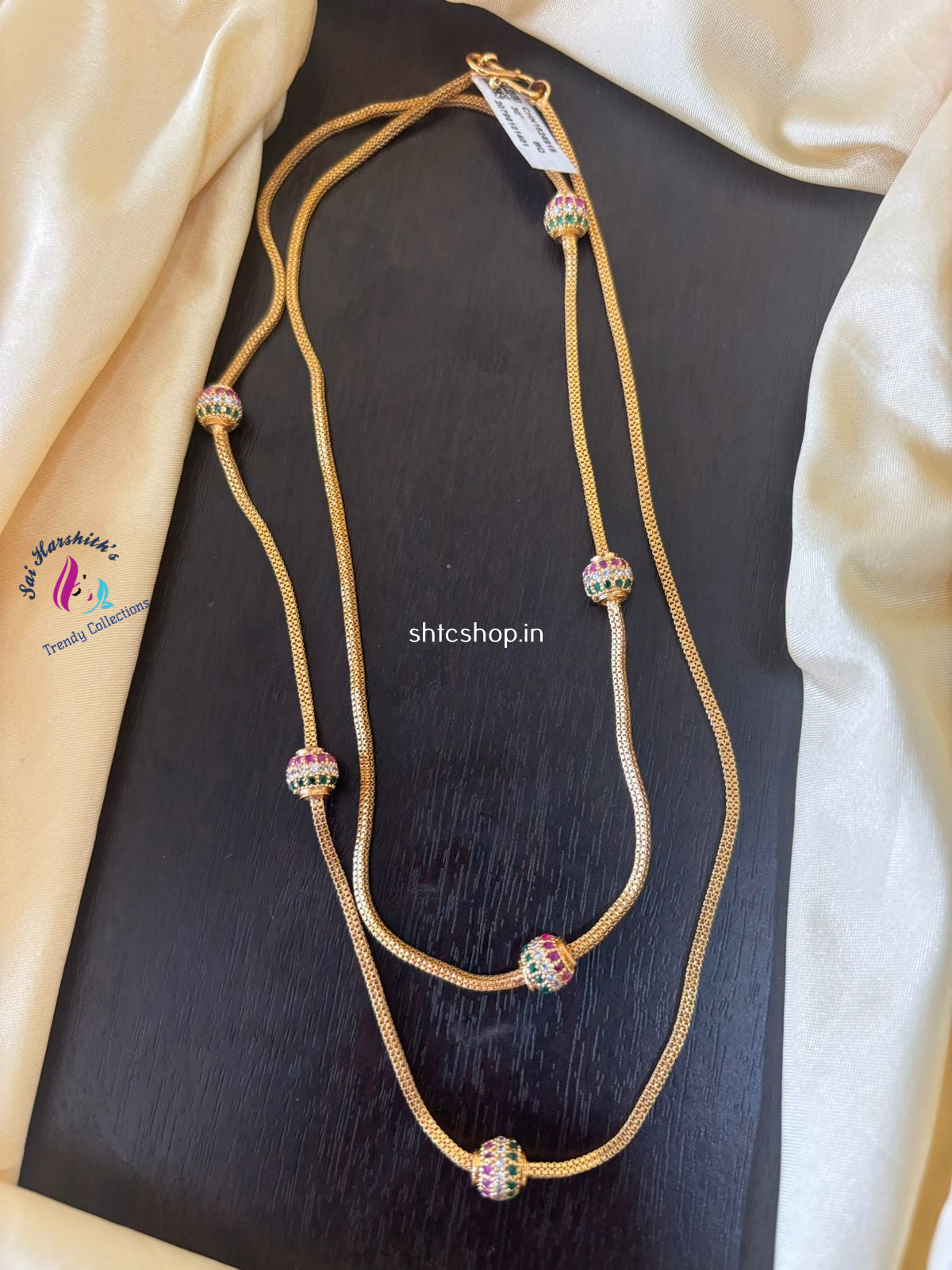New Trending 1 Gm Gold Polished 30 inches Mugappu Chain with 6 balls - SHTC1368