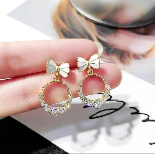 Enamel Bow hollow Earrings - KE138