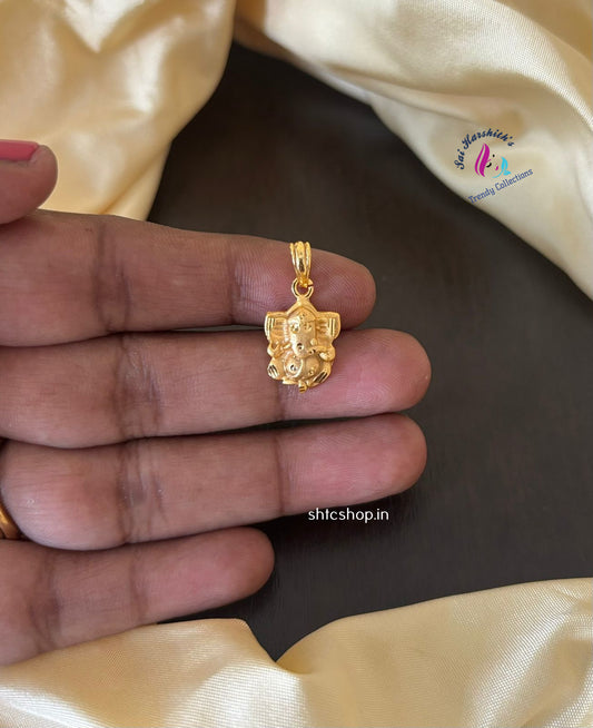 1gm gold Polished Cute Ganesha Pendant - SHTC1383