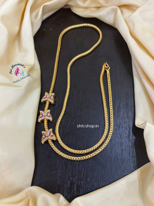 24 inches - Butterfly design Five metal Mugappu Chain - SHTC1397