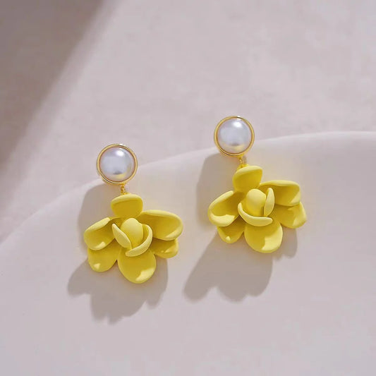 Small design diamond slippers Korean earrings - Yellow - KE525