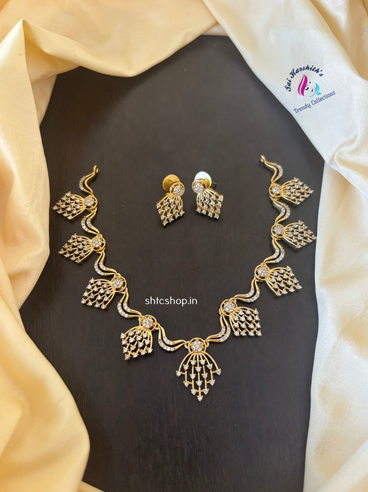 Elegant Matte Finish AD Stone Necklace - SHTC1404