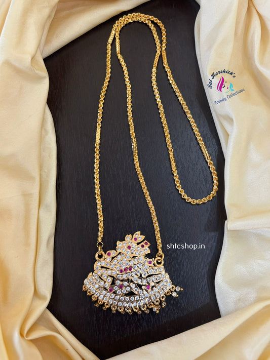 30 Inches Impon Dollar / Pendant Chain with AD Stones (Deer / Maan Design) - SHTC1428