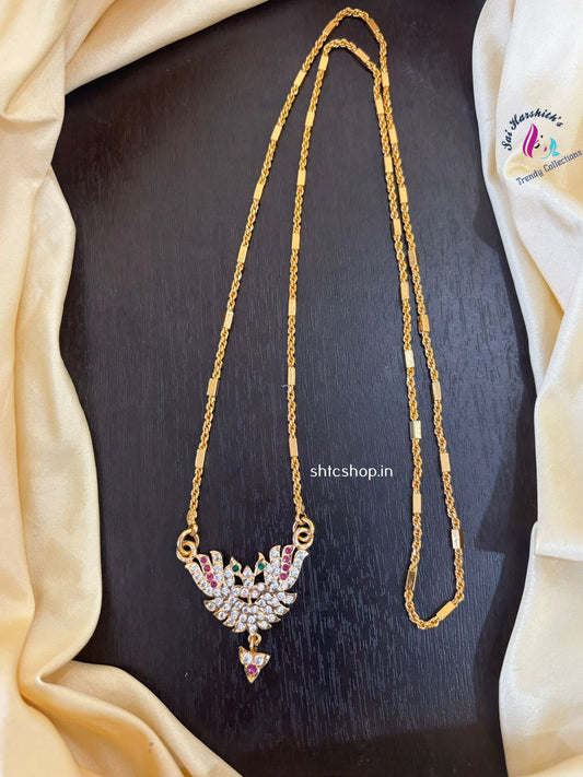 30 Inches Impon Dollar / Pendant Chain with AD Stones - SHTC1432