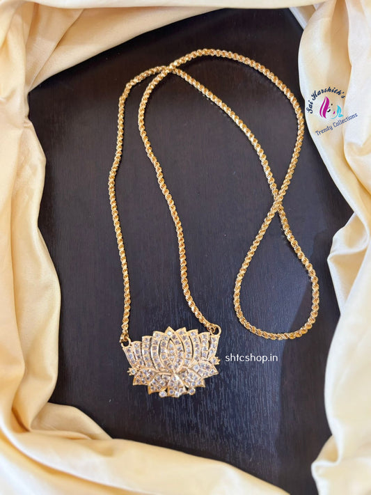 30 Inches Impon Dollar / Pendant Chain with AD Stones - SHTC1434