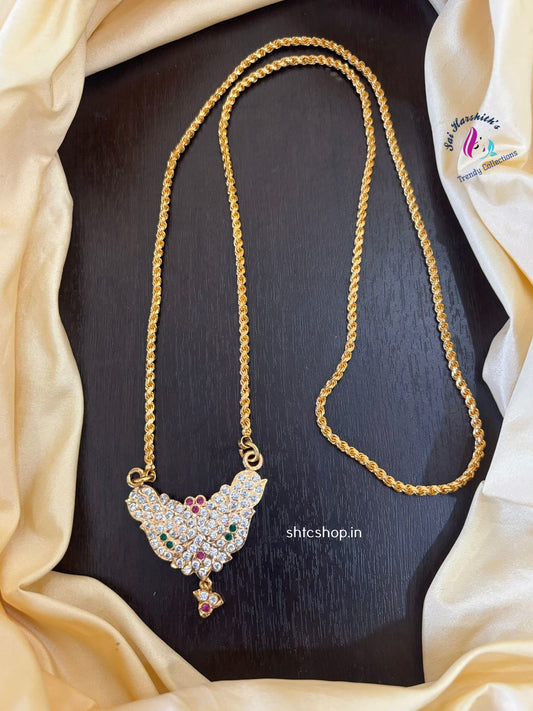 30 Inches Impon Dollar / Pendant Chain with AD Stones - SHTC1435