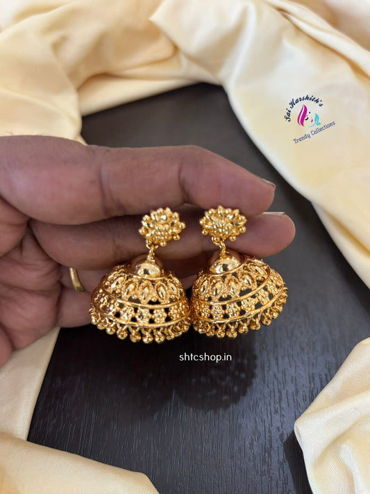 1 Gm Gold Polished kerala Style Jumkas - SHTC1438