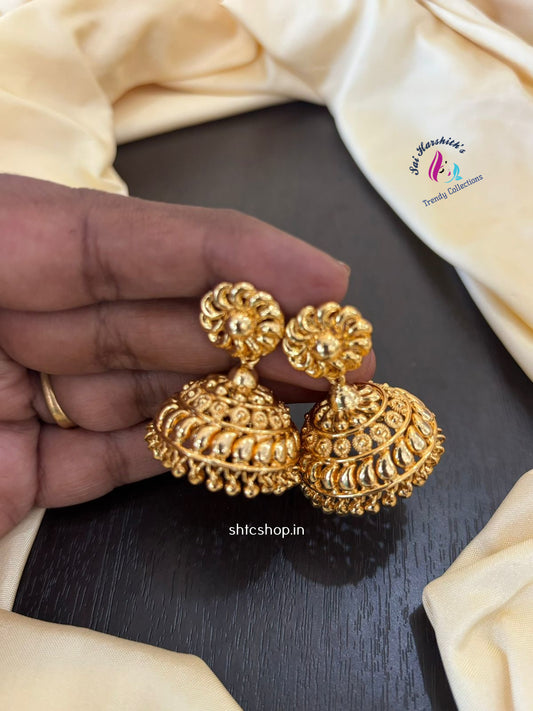 1 Gm Gold Polished kerala Style Jumkas - SHTC1439