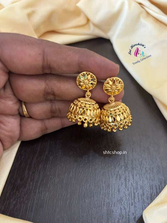 1 Gm Gold Polished kerala Style Jumkas - SHTC1441