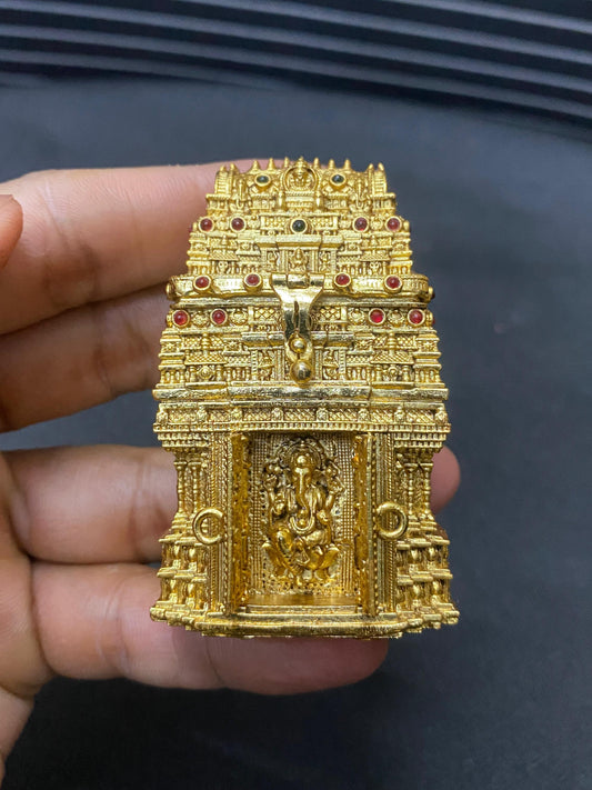 3D Raja Kopuram and Lord Ganesha Temple Kumkum box - SHTC1469