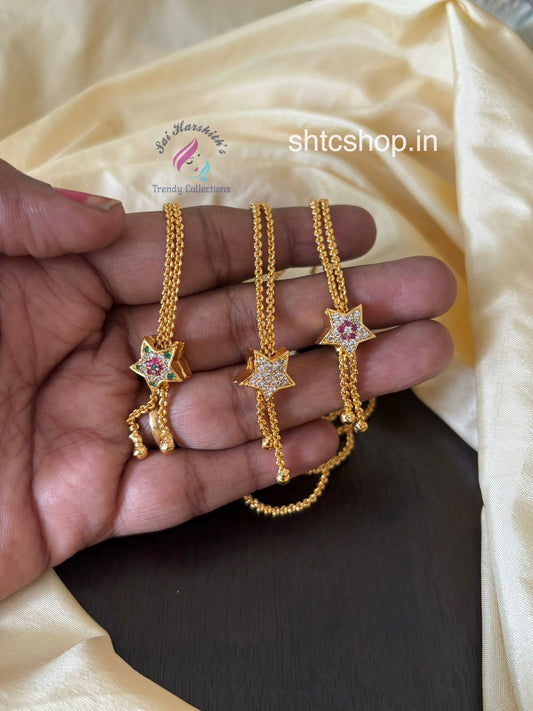 1 gm Gold Polished 18 inches Chain with Star Pendant - SHTC1474