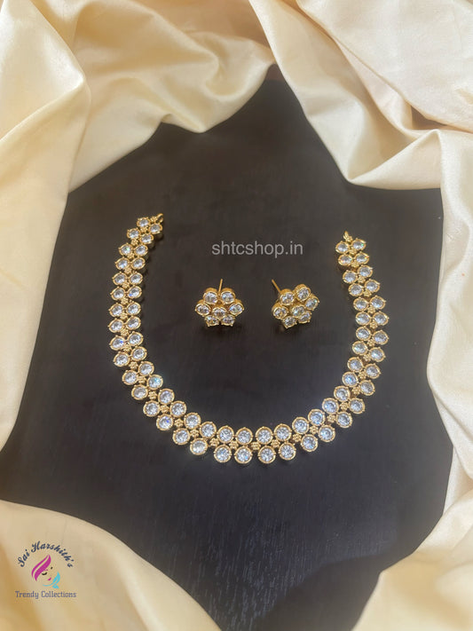 Matte FInsh AD Stone Necklace with modern trendy Look - SHTC1495