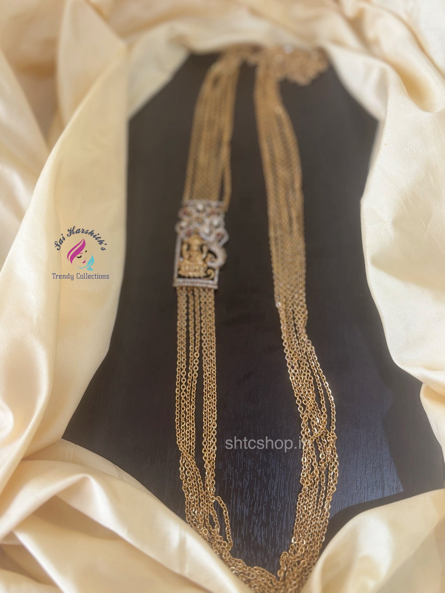 7 Layer Lakshmi Mugappu Chain with Kempu Stones - SHTC1498