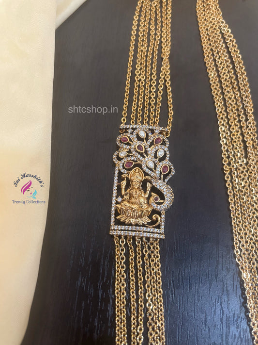 7 Layer Lakshmi Mugappu Chain with Kempu Stones - SHTC1498
