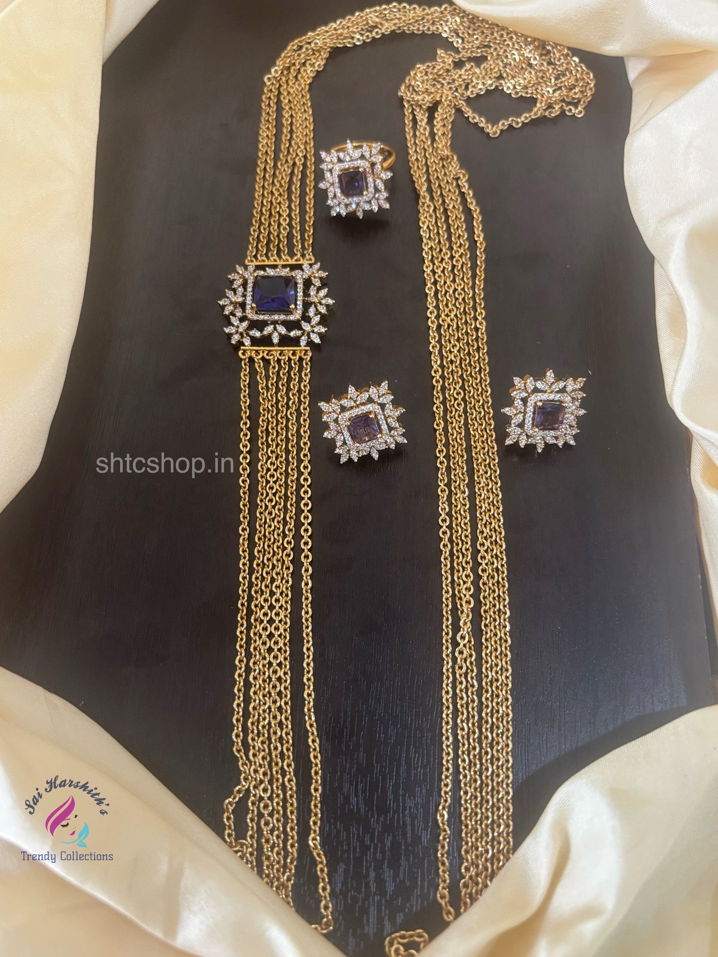 6 Layer Mugappu Chain Combo with Earrings and Adjustable ring - SHTC1499