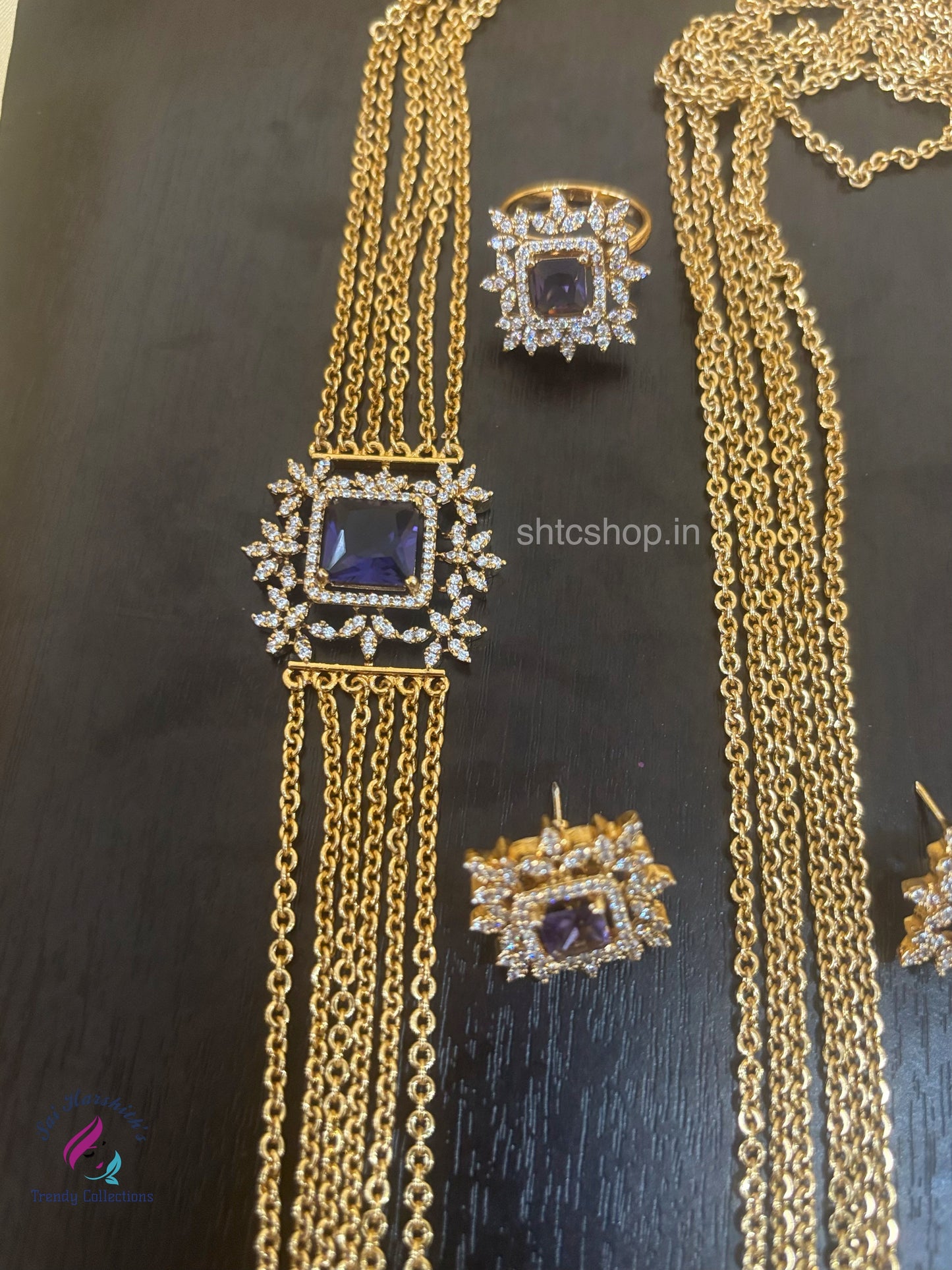 6 Layer Mugappu Chain Combo with Earrings and Adjustable ring - SHTC1499