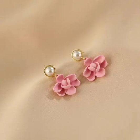 Small design diamond slippers Korean earrings - Pink - KE526