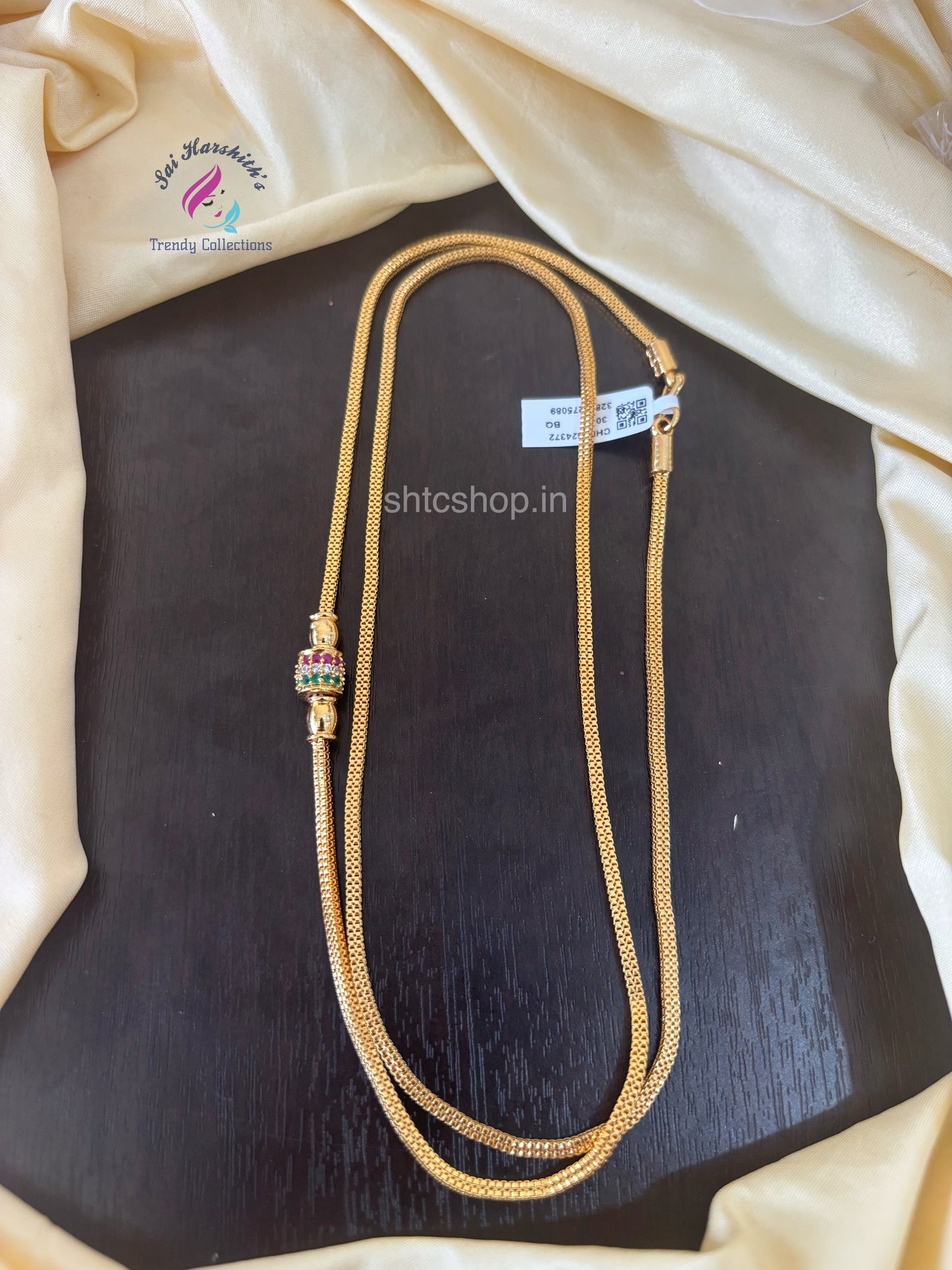 30 inches 1 gm gold Polished Mugappu Chain (Multicolor) - SHTC1531