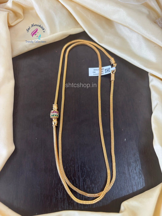 30 inches 1 gm gold Polished Mugappu Chain (Multicolor) - SHTC1531
