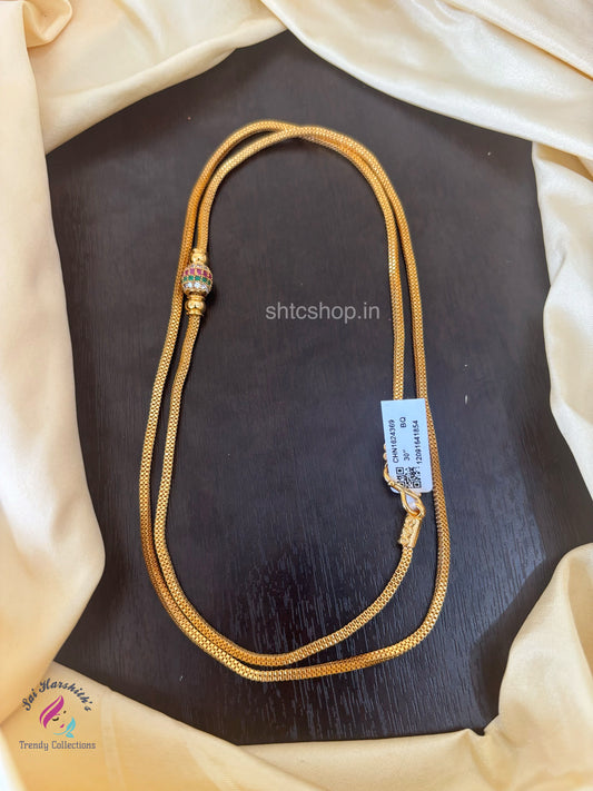 30 inches 1 gm gold Polished Mugappu Chain (Multicolor) - SHTC1533