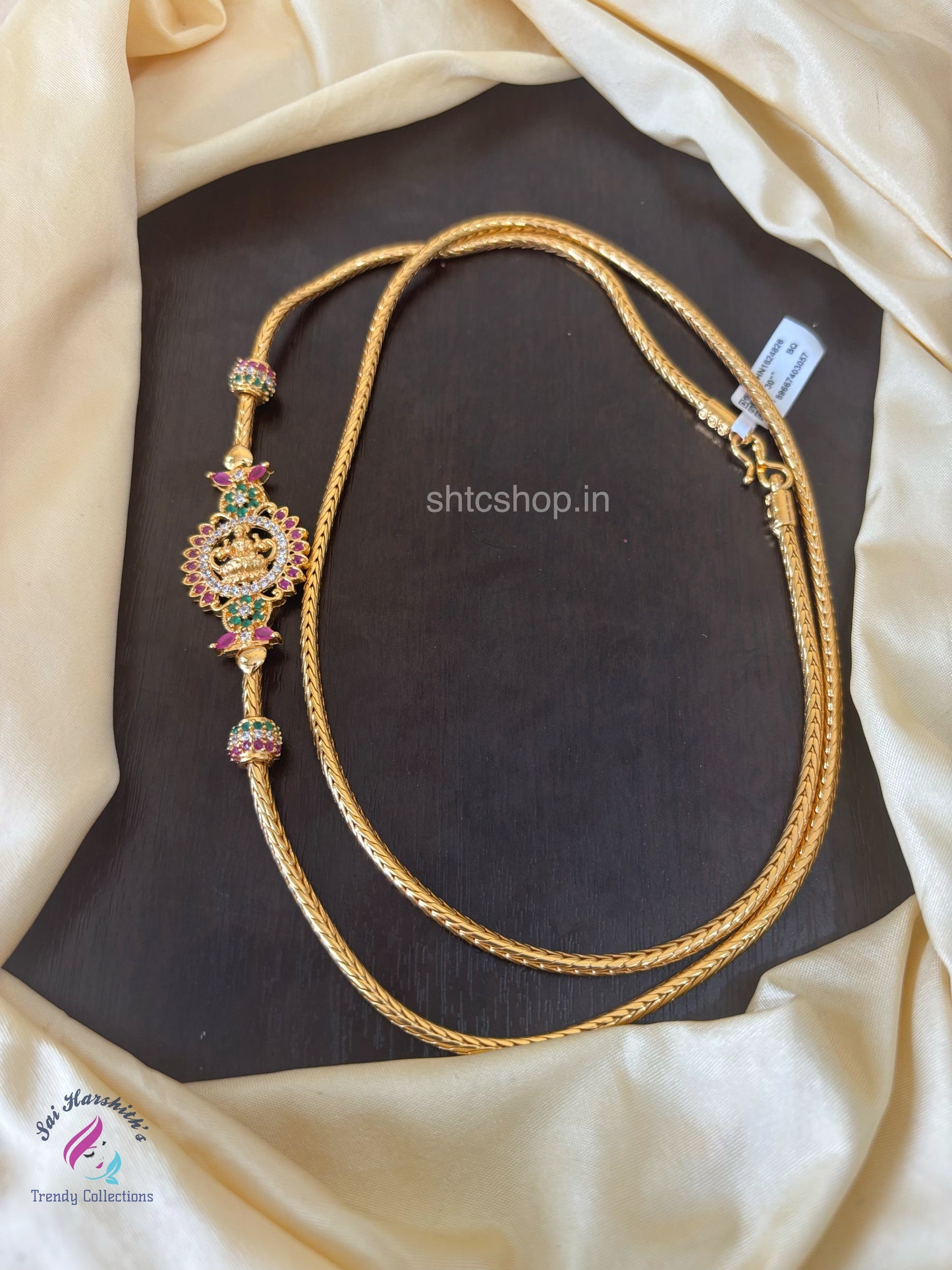 30 Inches 1 gm Mugappu Chain with Goddess Lakshmi & AD Stones (Multicolor)- SHTC1537