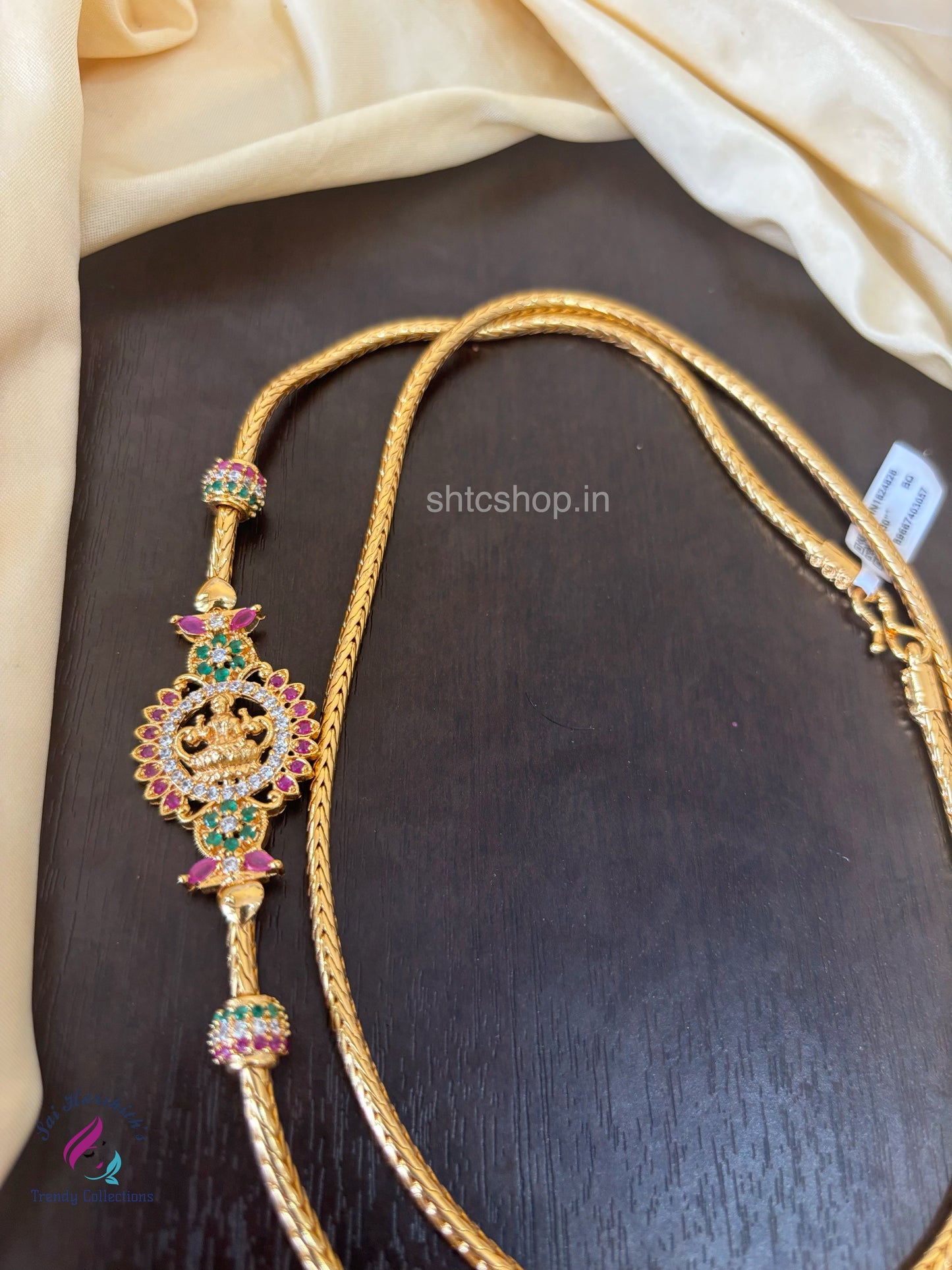 30 Inches 1 gm Mugappu Chain with Goddess Lakshmi & AD Stones (Multicolor)- SHTC1537