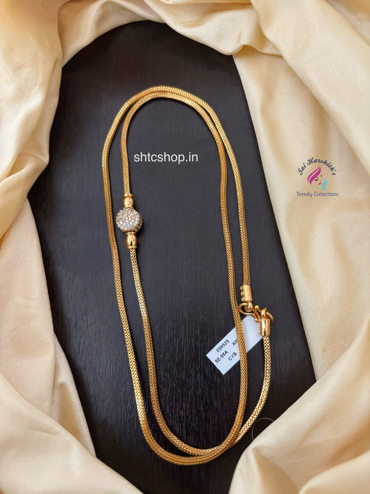 1 Gm Gold Polished 30 inches Mugappu Chain (White) - SHTC1540