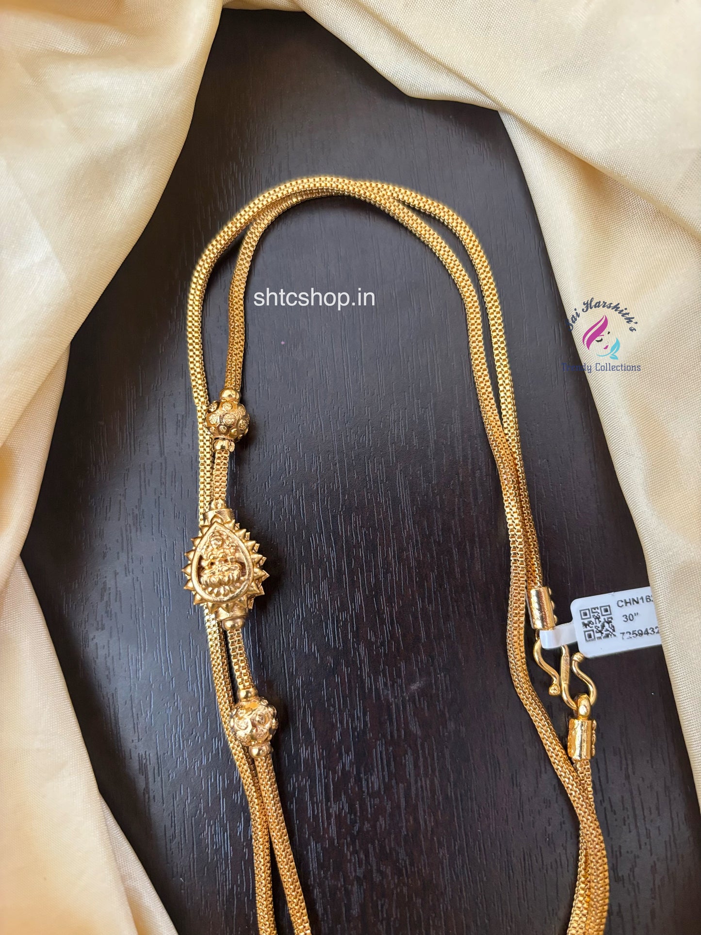 30 inches 1 gm gold Polished 360 degree design Lakshmi Mugappu Chain - SHTC1543